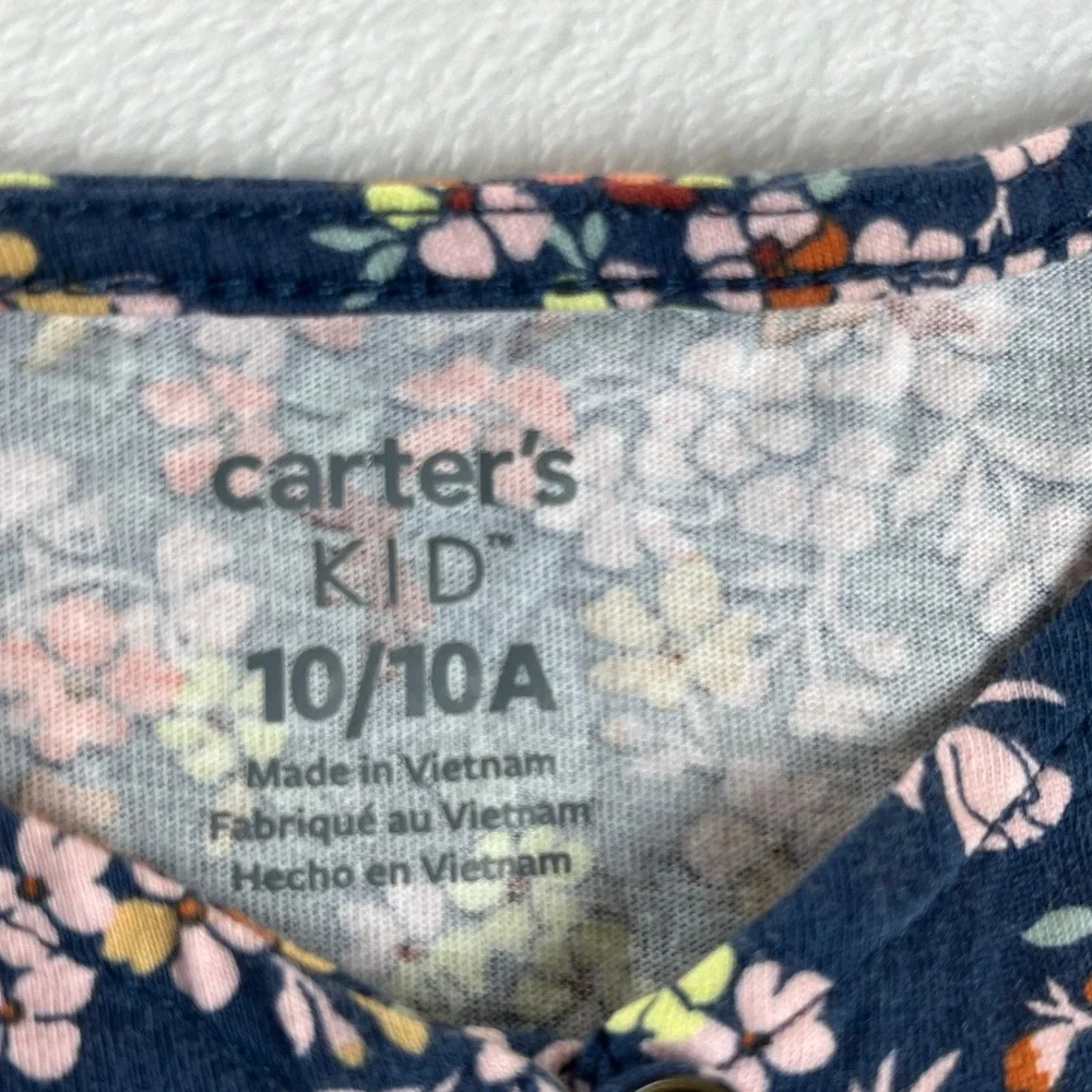 Carter's Girls Dress Bundle Size 10 Navy Polka Dot Floral Cotton Short Sleeve